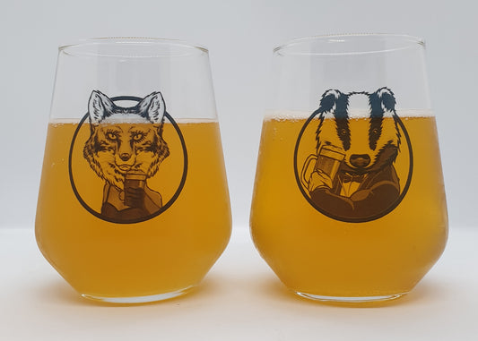 Fox & Badger / His & Hers Beer Tumbler Glass - Perfect Gift Idea for Boyfriend / Girlfriend / Husband / Wife