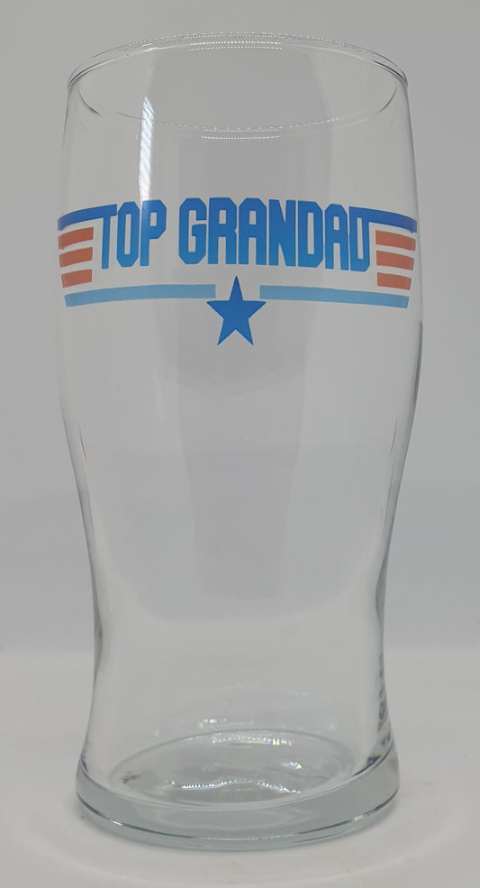 Top Gun Beer Glass - 'Top Grandad' - Perfect gift for your grandad