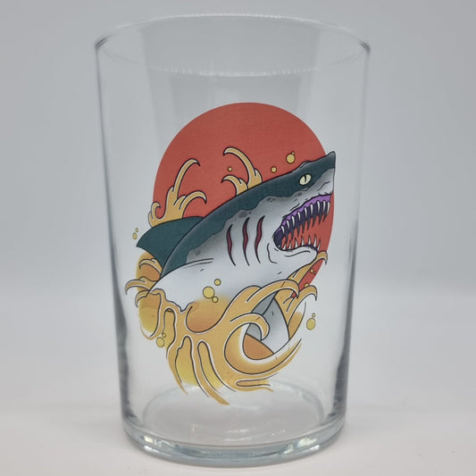 Hop-A-Geddon Shark Dive into Refreshment with Our Tubo Beer Glass!" FirstGlassDesigns