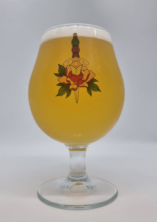 Dagger and Rose Traditional Tattoo Inspired Beer Glassware - Gift Idea for Beer Drinkers FirstGlassDesigns