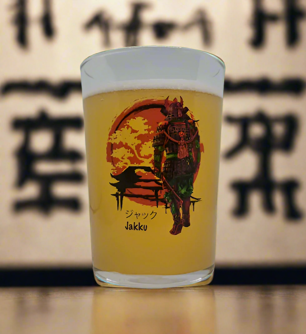 Personalised Samurai Shogun Beer Glass with Custom Name in Japanese – Unique Japanese Warrior Pint Glass Gift