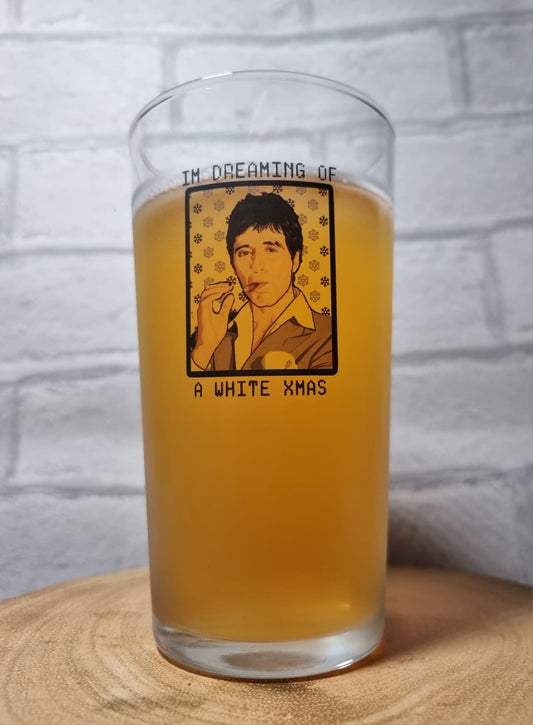 Scarface / Tony Montana Christmas Beer Glass