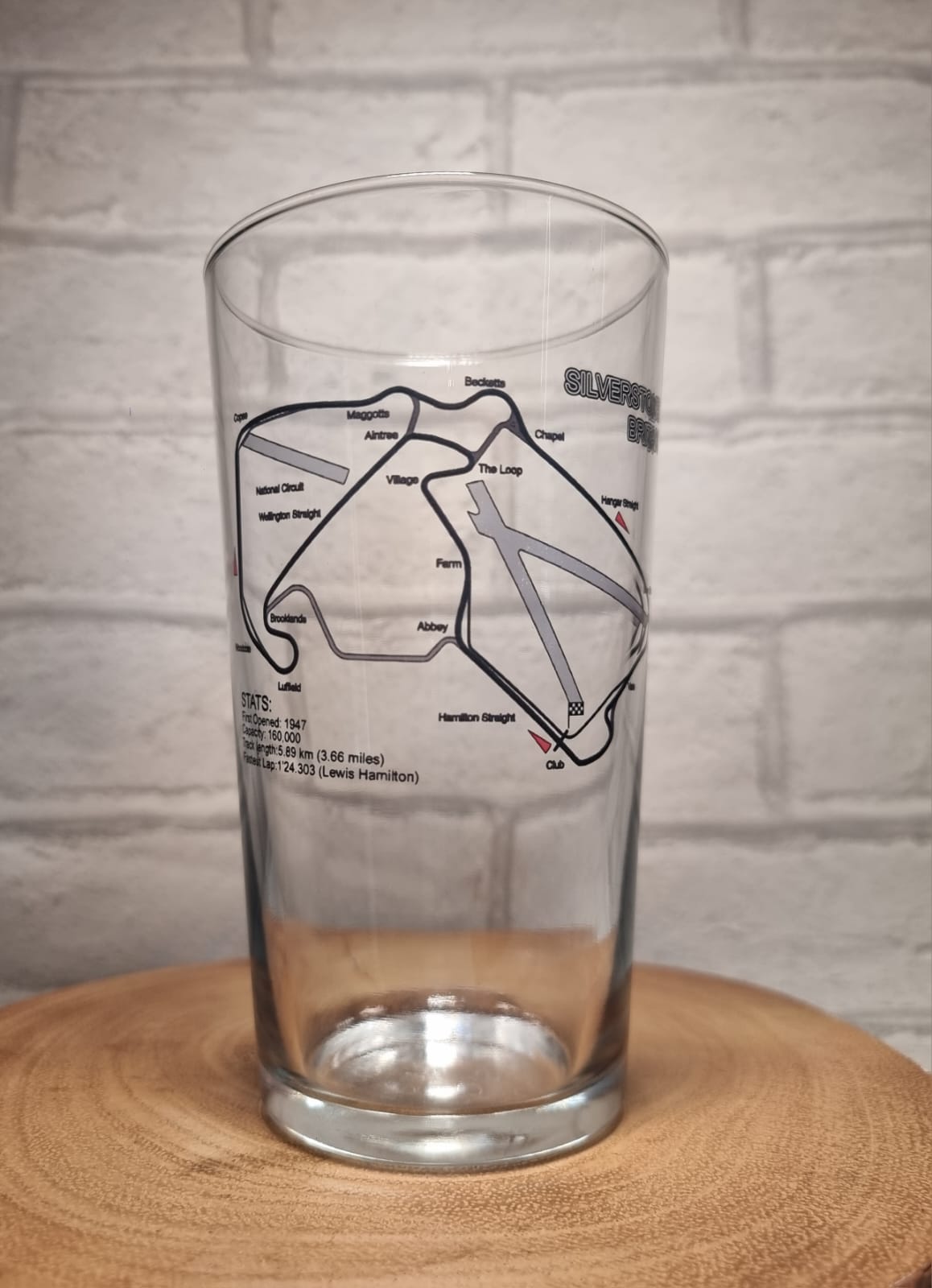 Formula 1 Circuit / Track Layout Beer Glass with Bamboo Coaster - Great Gift Idea for F1 Fan