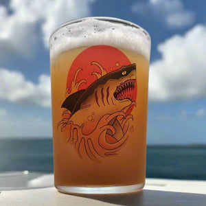 Hop-A-Geddon Shark Dive into Refreshment with Our Tubo Beer Glass!" First Glass Designs