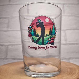 Fairway to Festivity: 'Driving Home for Xmas' Golfing Beer Glass FirstGlassDesigns