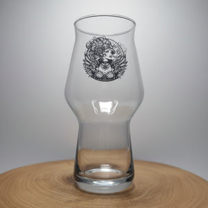 Perfect Steampunk Gift: Craftmaster Pint Glass with Enigmatic Maiden Print