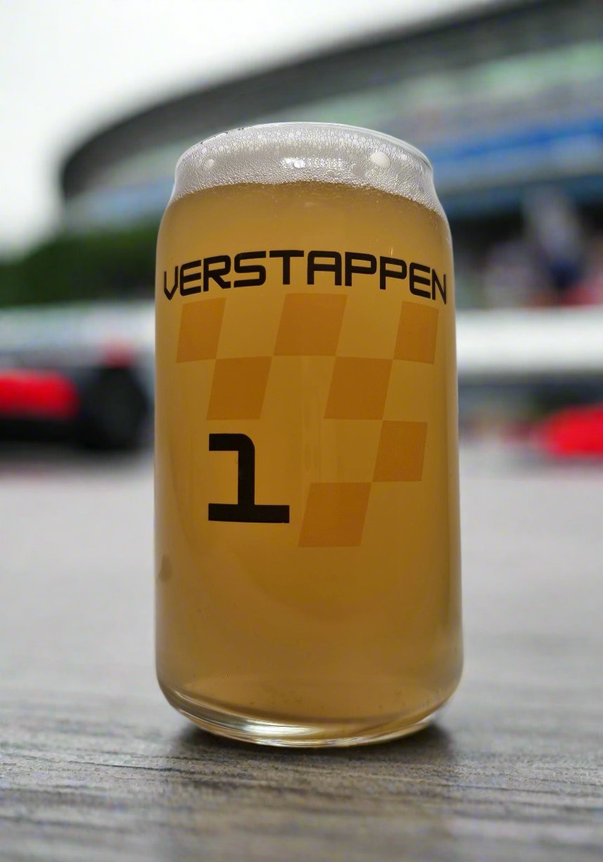 Verstappen F1 Racing Beer Glass - Custom Printed Glassware