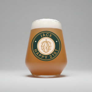Personalised Craft Beer Glass | Custom Printed Hop Badge First Glass Designs