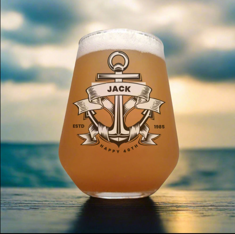 Personalised Beer / Rum Glass – The Perfect Birthday Tumbler Gift for Beer Lovers First Glass Designs