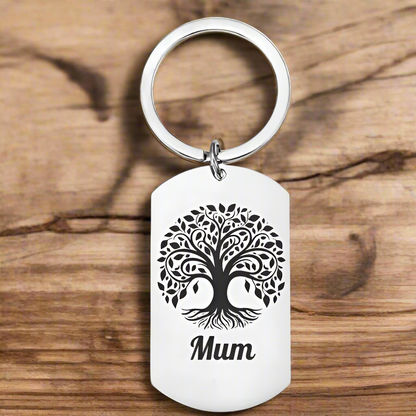 Personalised Engraved Tree of Life Keyring – A Meaningful Gift for Mum