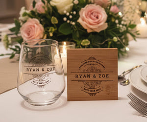 Unique Wedding Gift Box Set, personalised bespoke gift for bride and groom, toast glasses and keepsake box 