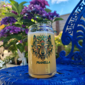 Neo-Traditional Wolf — Personalised Beer Pint Glass | Animal & Gothic Gift FirstGlassDesigns