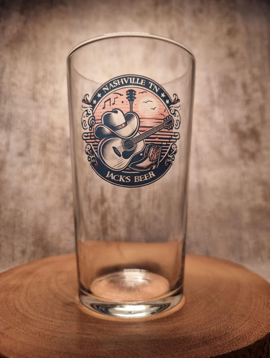 Personalised Country Music Pint Beer Glass, Nashville Honky-Tonk Bars, Outlaw Country, Grand Old Opry Whiskey, Gin, Vodka, Country Music Gift