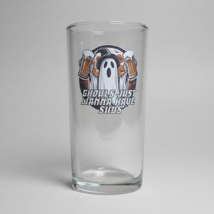 Halloween Ghost Beer Glass – Custom Printed "Ghouls Just Wanna Have Suds" Design