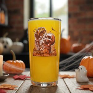 Hoppy Halloween Skull Glass – Custom Printed "Skull Breaking from a Can" Design First Glass Designs