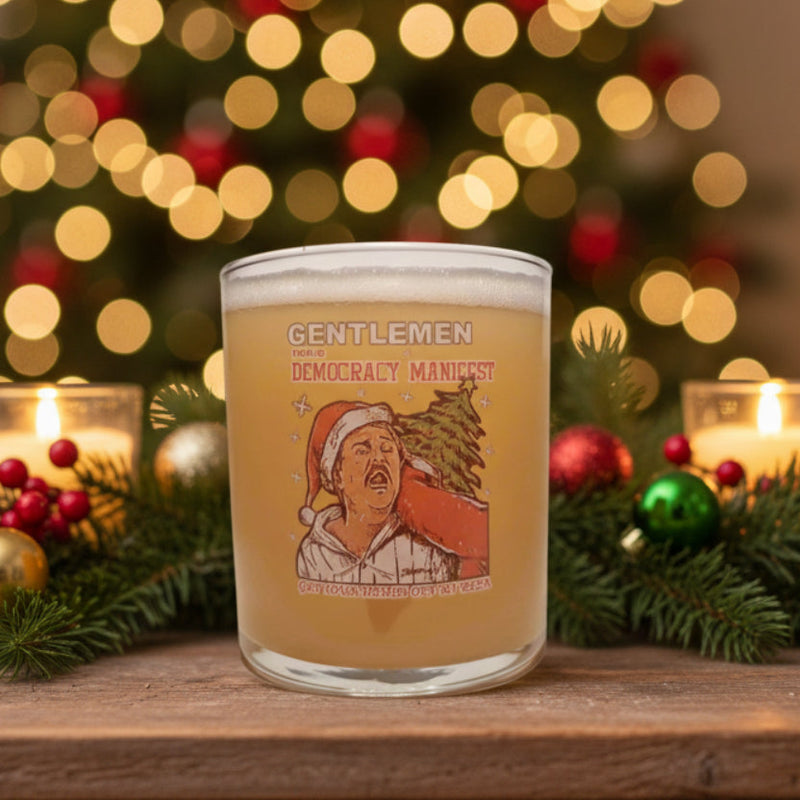 Gentleman, This is Democracy Manifest Xmas Beer Glass | Funny Meme Christmas Glassware First Glass Designs