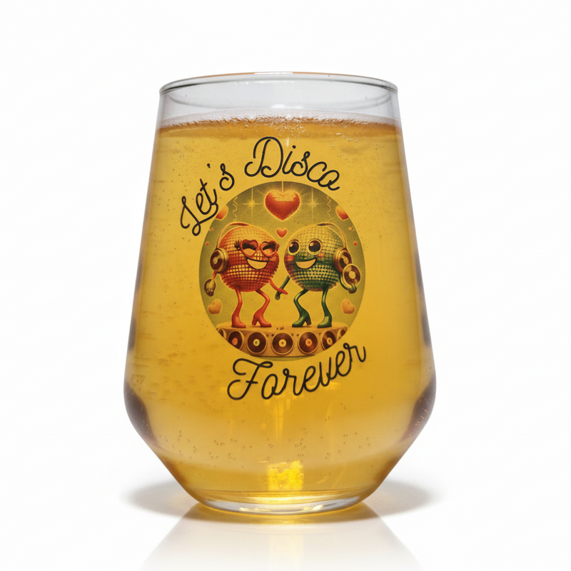 Let's Disco Forever Beer Glass – Perfect Couples Gift for Retro Lovers First Glass Designs