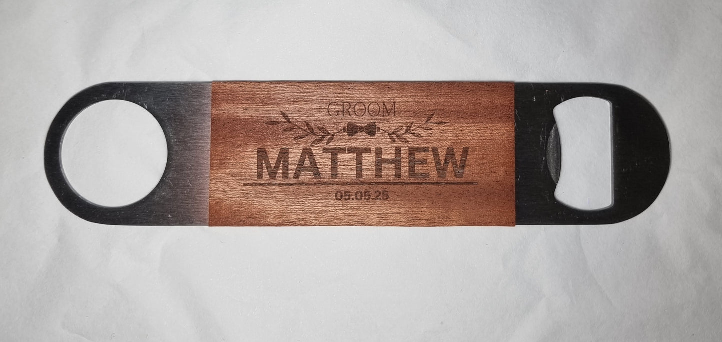 Personalised Bottle Opener, Custom Bar Blade, Bespoke Groomsmen Gifts, Unique Wedding Favors, Best Man Gift, Father of The Bride Gift, Barware