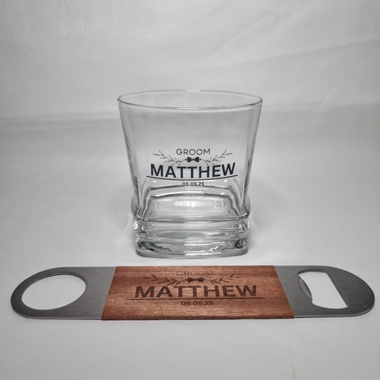 Personalised Wedding Tumbler Whiskey Glass For Groom, Best Man, Groomsman – Custom Name & Wedding Date Gift Favours FirstGlassDesigns