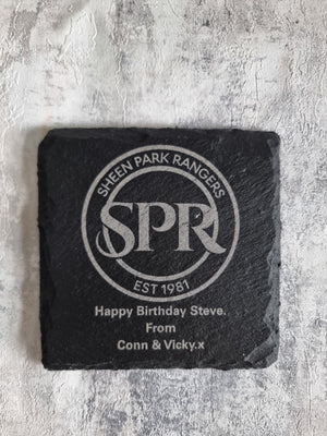 Personalised Upload Your Own Logo Slate Coasters - Custom Coaster - Gift For Him or Her - Home Bar -  Housewarming Gift - Birthday, Anniversary Gift