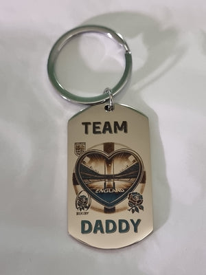Personalised Rugby Keyring For Daddy | Keychain For Daddy | Small Gift For Daddy | Laser Engraved | Fathers Day or Birthday Gift | Christmas Stocking Filler