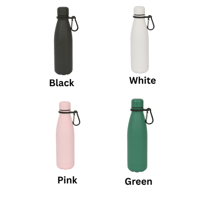 Personalised stainless steel water bottle 500ml choose your colour