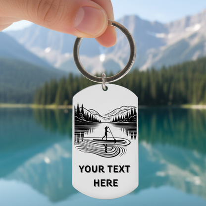 Personalised paddle boarder SUP design with custom name and text.