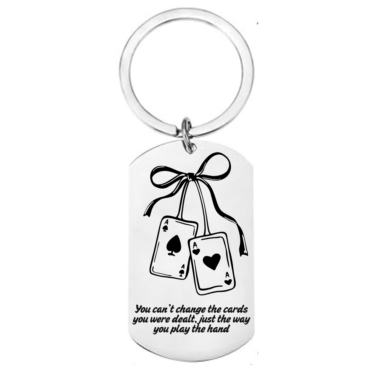 Ace of Spades Dog Tag Keyring – Personalised Quote Gift for Card Lovers