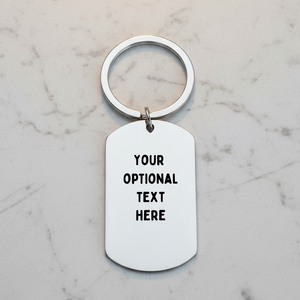 Reverse side of personalised amazing people keyring showing custom engraving area for optional personal message