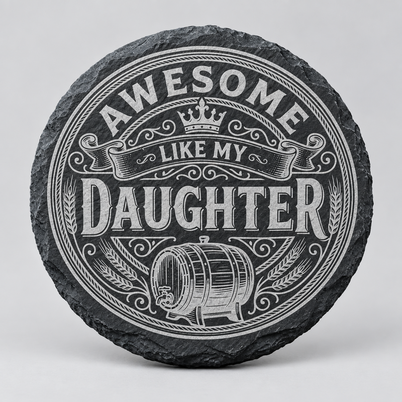 Laser Engraved Slate Coaster | Gift for Daughter First Glass Designs