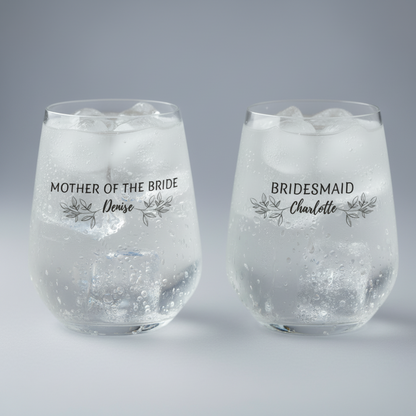Bridal Party Personalised Toasting Glassware - Bride, Bridesmaid, Maid Of Honour, Mother Of The Bride, Custom Wedding Glassware Gift First Glass Designs