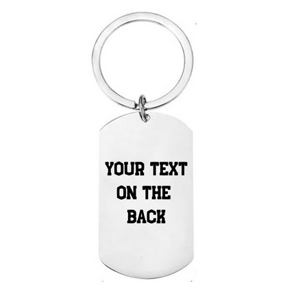 Personalised Cricket Stainless Steel Keychain – Custom Engraved Dog Tag Keyring – Add Your Own Text