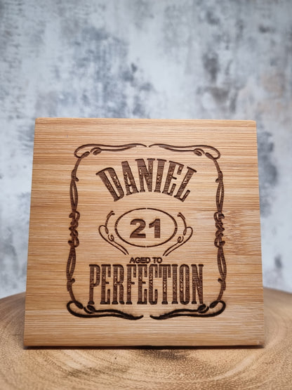 Bamboo coaster custom engraved from customer’s uploaded image
