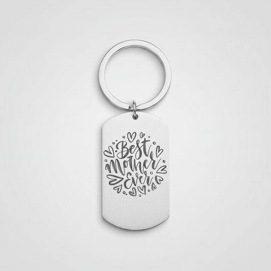 Personalised Engraved Mum Keyring – "Best Mother Ever" Custom Gift for Mum, Birthday, Mother’s Day Keepsake First Glass Designs
