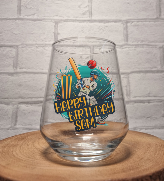 Cricket Gift For Men - Personalised Beer Tumbler Glass, Birthday cricket gift for men Dad Boyfriend