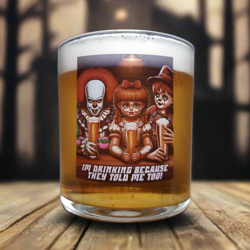 Halloween Party Horror Beer Glass – Custom Printed with Chucky, Pennywise, and Annabelle Birthday Gift