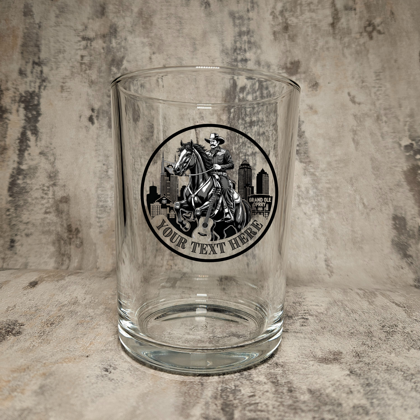 Custom Country Music Beer Glass - Personalized Cowboy Western Glass