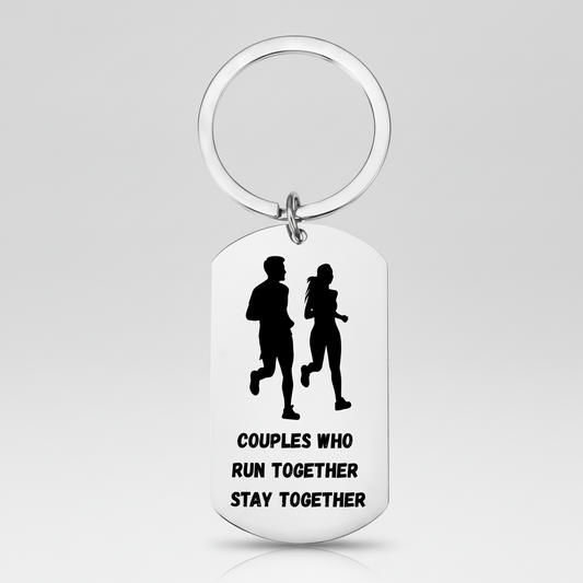 Couples Keyring | Laser Engraved Running Gift with Message First Glass Designs