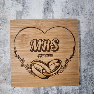 Custom slate coasters with Mr & Mr engraved for wedding gift