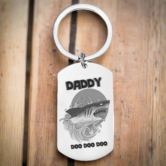 Daddy Shark Keychain keyring laser engraved x tool gift for dad fathers day gift idea for shark lover