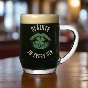 Slainte In Every Sip Personalised Pint Tankard Glass - Gift For Stout Lover, Irish Glass, Gift For Him Her First Glass Designs