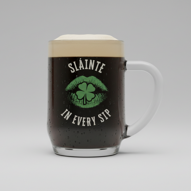 Slainte In Every Sip Personalised Pint Tankard Glass - Gift For Stout Lover, Irish Glass, Gift For Him Her First Glass Designs