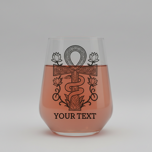Personalised Ankh Wine Glass | Egyptian Symbol Custom Text First Glass Designs