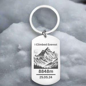 Personalised Mount Everest Keyring – Custom Name & Summit or Trek Date – Everest Base Camp or Summit Achievement Gift – Climbing Memento – 8,848m Keepsake