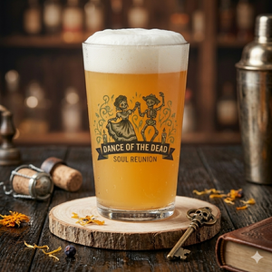 Personalised Day of the Dead Pint Glass | Custom Text Gothic Beer Gift