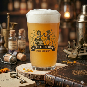 Personalised Day of the Dead Pint Glass | Custom Text Gothic Beer Gift