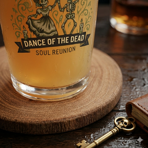 Personalised Day of the Dead Pint Glass | Custom Text Gothic Beer Gift