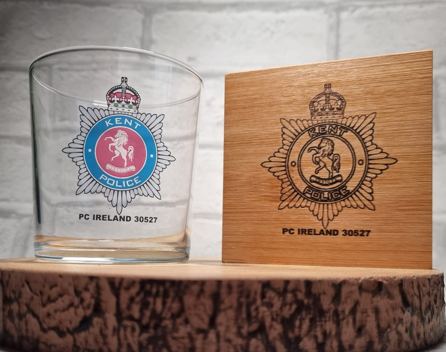 Personalised Police Force Retirement / New Recruit Glass Gift Idea Set for Sergeant / Inspector 👮