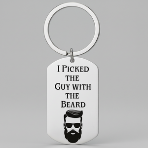 Funny Beard Keyring for Him | Laser Engraved Custom Text First Glass Designs
