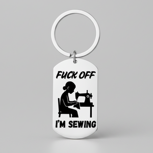 F*** Off I'm Sewing Keyring | Funny Personalised Sewing Gift UK First Glass Designs